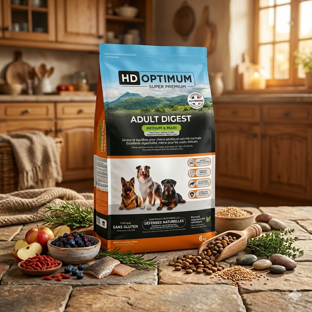 Croquettes Chien Digestives Medium & Maxi – HD Optimum Professionnel Adult Digest (3 kg / 12 kg)