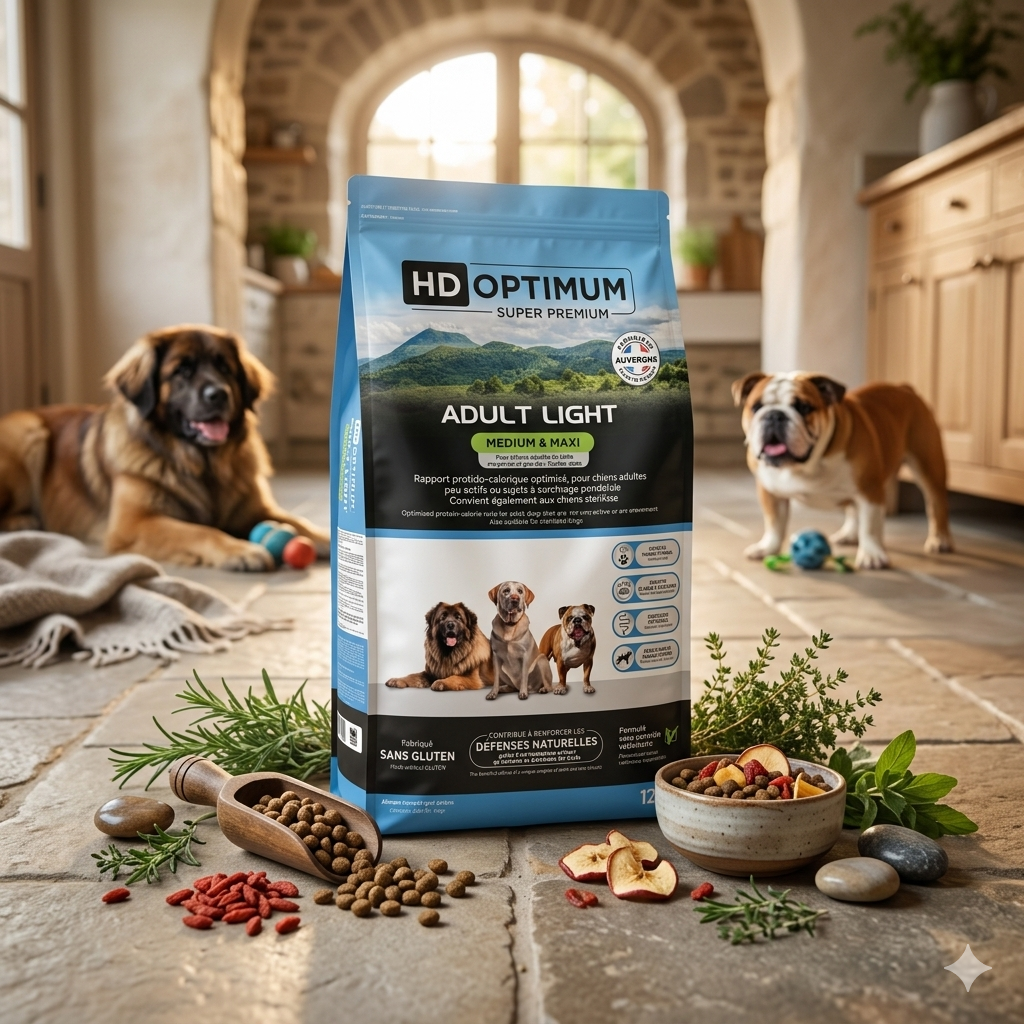 Croquettes Chien Adulte Light Medium & Maxi – HD Optimum Professionnel Contrôle du Poids