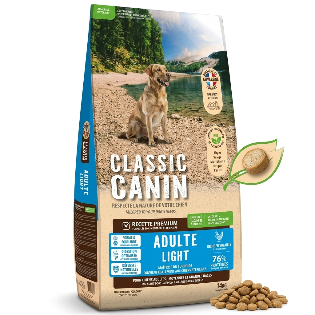 Croquettes chien adulte stérilisé – Classic Canin Light Volaille 14 kg