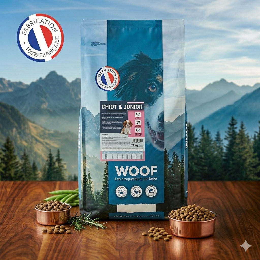 Croquettes Chiot & Junior Toutes Races – WOOF Croissance 4 kg / 14 kg